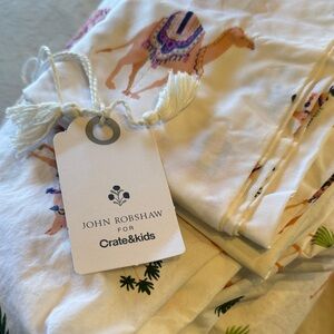 New! John Robshaw for Crate &  Kids organic queen sheet set, Seher Camel